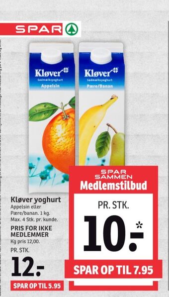 SPAR Kløver yoghurt appelsin tilbud