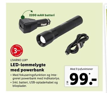 LED-lommelygte med powerbank