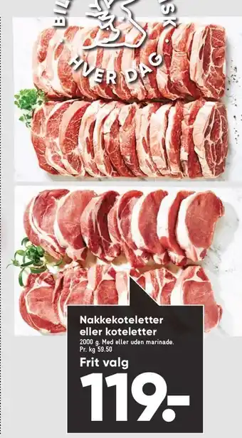 Bilka Nakkekoteletter el. koteletter tilbud