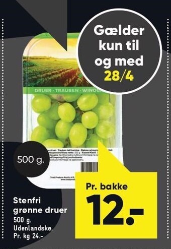 Bilka Stenfri grønne druer tilbud
