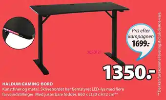 JYSK Haldum Gaming-Bord B60xL120xH72 cm tilbud