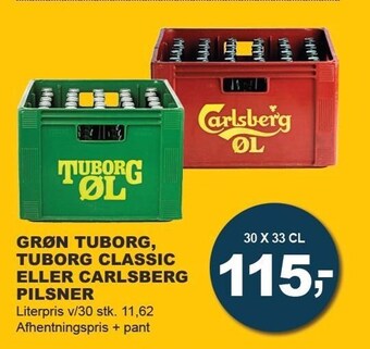 Let-Køb Grøn tuborg, tuborg classic eller carlsberg pilsner tilbud