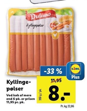 Lidl Kyllingepølser tilbud