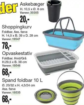 Harald Nyborg Askebæger, shoppingkurv, opvaskestativ el. spand foldbar 10 L tilbud