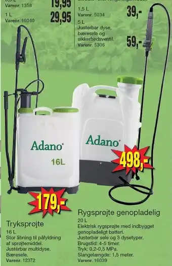 Harald Nyborg Tryksprøjte el. rygsprøjte genopladelig tilbud