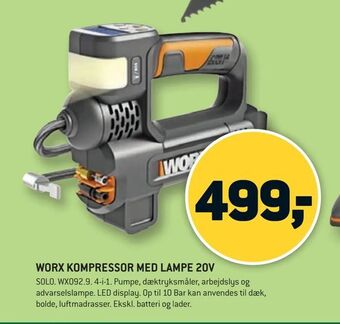 XL-BYG Worx kompressor med lampe 20v tilbud