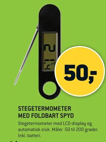 Stegetermometer med foldbart spyd