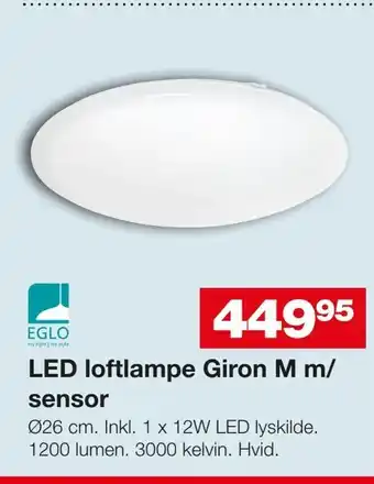 Bauhaus LED loftlampe Giron M m/ sensor tilbud