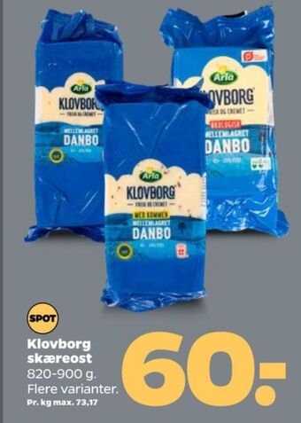 Netto Klovborg skæreost danbo mellemlagret 45+ tilbud