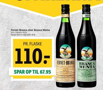 SPAR Fernet branca bitter tilbud