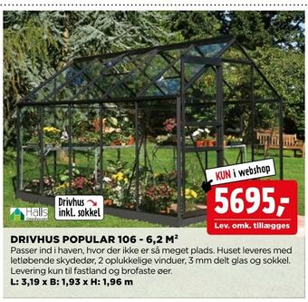 jem & fix Drivhus popular 106 - 6,2 m2 tilbud