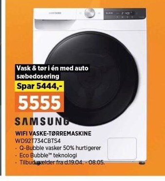 Power WIFI vaske-tørremaskine tilbud
