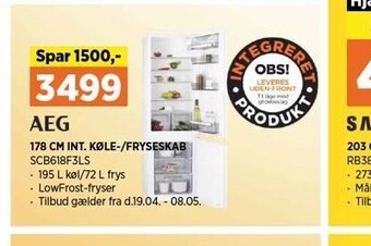 Power 178 cm int. køle/fryseskab tilbud