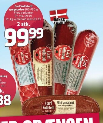 Fleggaard Carl Volstedt spegepølse 2 stk. tilbud
