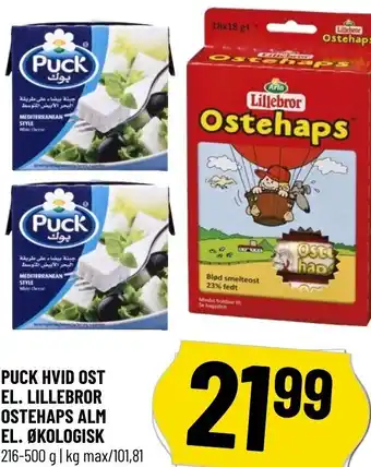 Løvbjerg Puck Hvid Ost El. Lillebror Ostehaps Alm El. Økologisk 216-500 g tilbud