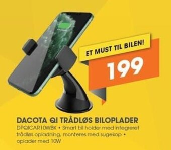 Expert Dacota Qi Trådløs Biloplader DPQICAR10WBK tilbud