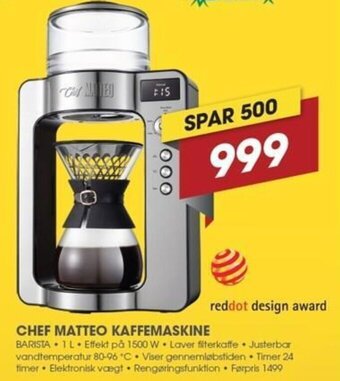 Punkt1 Chef Matteo Kaffemaskine tilbud