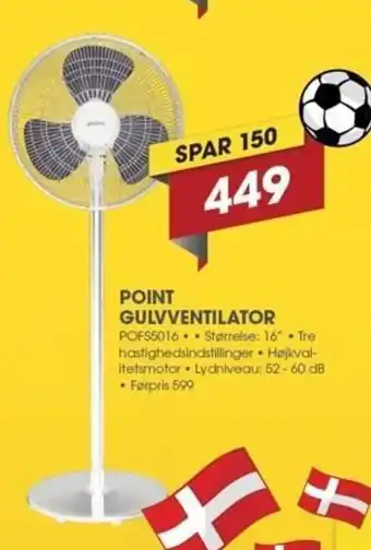 Punkt1 Point Gulvvventilator tilbud