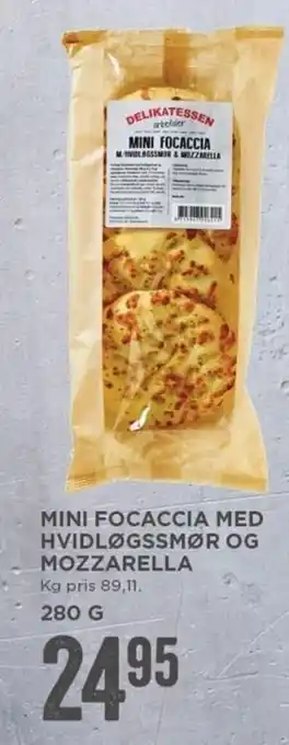 MENY Mini Focaccia Med Hvidløgssmør og Mozzarella 280g tilbud