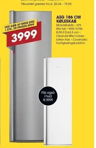 AEG 186 cm køleskab