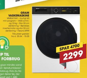 Punkt1 Gram vaskemaskine tilbud