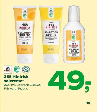 Coop 365 365 Minirisk solcreme tilbud