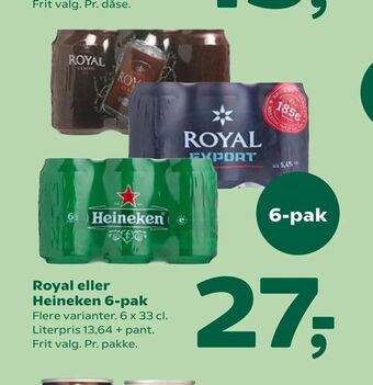 Coop 365 Royal eller Heineken 6-pak tilbud
