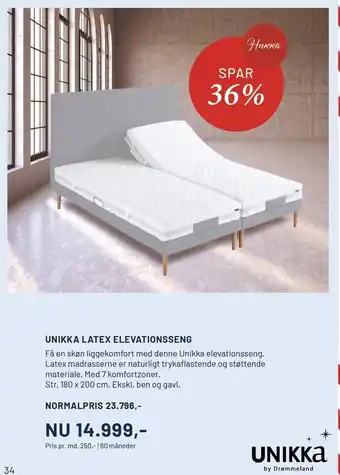 Drømmeland Unikka latex elevationsseng tilbud
