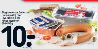 REMA 1000 Slagtermester Andersen baconpostej, stor levetpostej el. røget medister tilbud