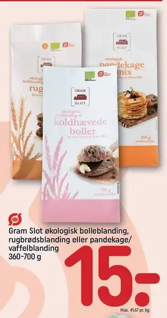 REMA 1000 Gram Slot øko bolleblanding, rugbrødsblanding el. pandekage/vaffelblanding tilbud