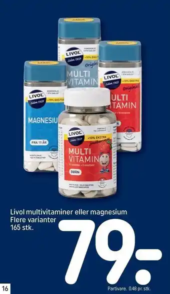 REMA 1000 Livol multivitaminer el. magnesium tilbud