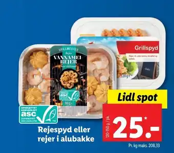 Lidl Rejespyd eller rejer i alubakke tilbud