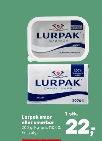 Kvickly Lurpak smør eller smørbar tilbud