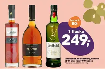 Kvickly Glenfiddich 12 års Whisky, Renault VSOP eller Hardy XO Cognac tilbud
