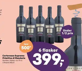 Kvickly Corterosso Supremo Primitivo di Manduria tilbud