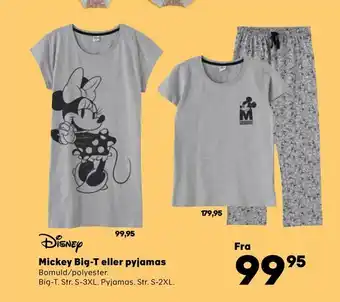 Kvickly Mickey Big-T eller pyjamas tilbud