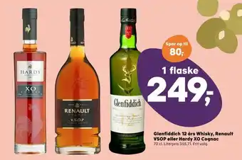 Glenfiddich 12 års Whisky, Renault VSOP eller Hardy XO Cognac