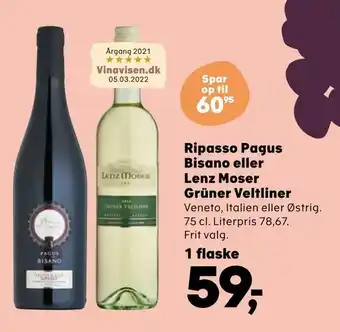 SuperBrugsen Ripasso Pagus Bisano eller Lenz Moser Grüner Veltliner tilbud