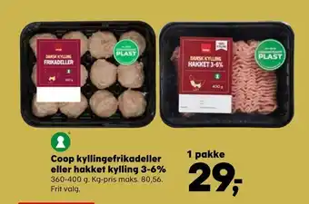 SuperBrugsen Coop kyllingefrikadeller eller hakket kylling 3-6% tilbud