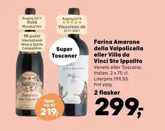 SuperBrugsen Farina Amarone della Valpolicella eller Villa da Vinci Sto Ippolito tilbud