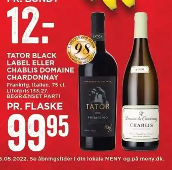 MENY Tator black label el. chablis domaine chardonnay tilbud