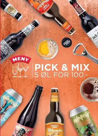 MENY Pick & Mix 5 øl for 100 kr. tilbud
