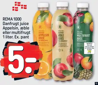 Rema 1000 Danfrugt juice Appelsin, Æble el. Multifrugt 1 liter