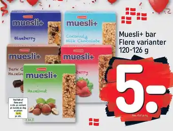 REMA 1000 Muesli+ Bar Flere varianter 120-126 g tilbud