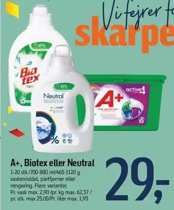 Føtex A+, Biotex eller neutral tilbud