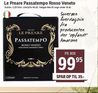 SPAR Le Preare Passatempo Rosso Veneto tilbud