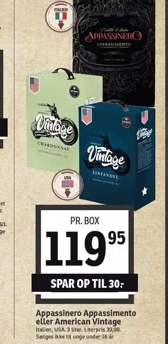 SPAR Appassinero Appassimento el. American Vintage tilbud