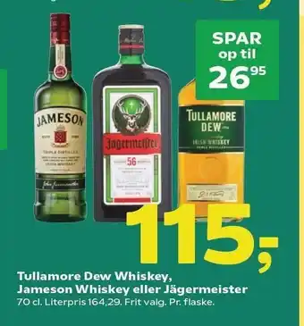 Coop 365 Tullamore Dew Whiskey Jameson Whiskey el. Jägermeister tilbud