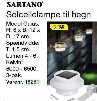 Harald Nyborg Solcellelampe til hegn tilbud