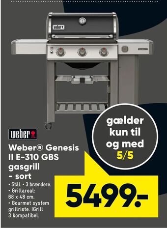 Bilka Weber® Genesis II E-310 GBS gasgrill sort tilbud